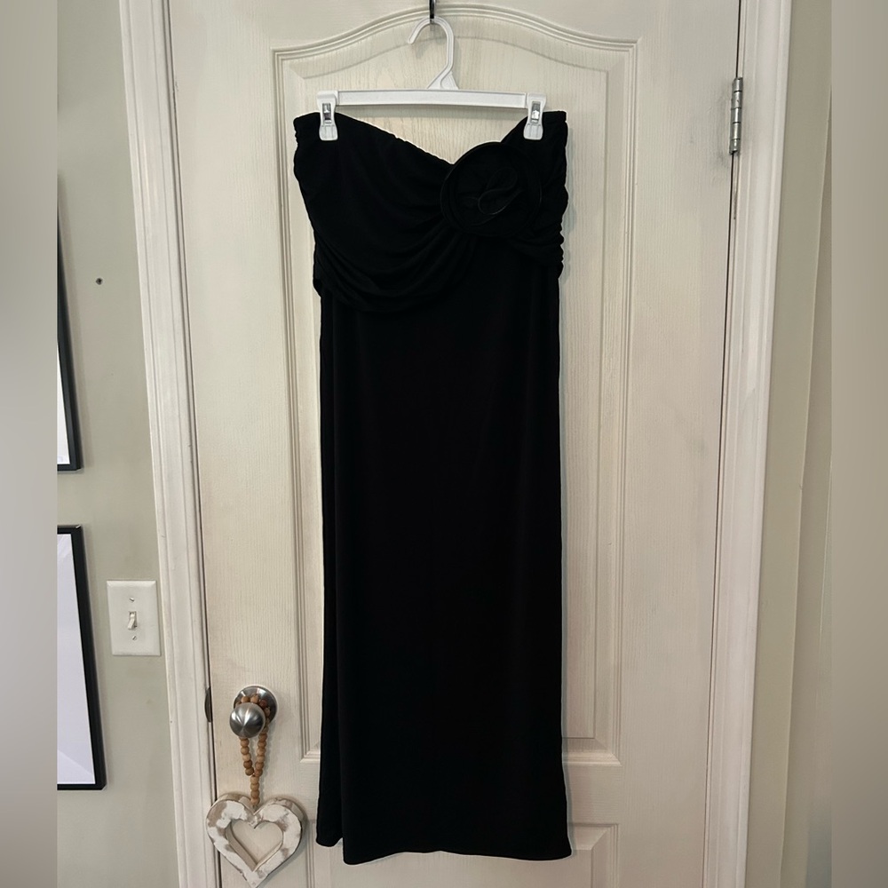 Magda Butrym Black Maxi Skirt With Floral Decor